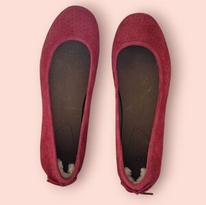 UGG Karlina Geo Perf Ballerina Flats Sunset Red Suede
